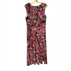 London Times Black and Pink Floral Dress NWOT